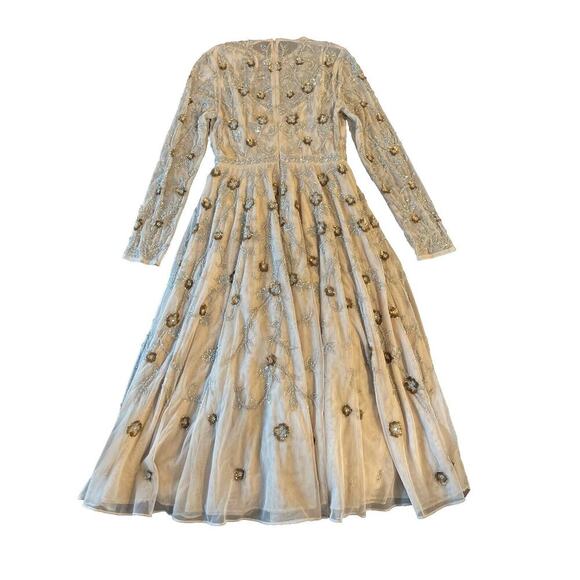 Mac Duggal BEADED ILLUSION A-LINE COCKTAIL Evening Wedding Gown Midi DRESS 4 S - Picture 12 of 13